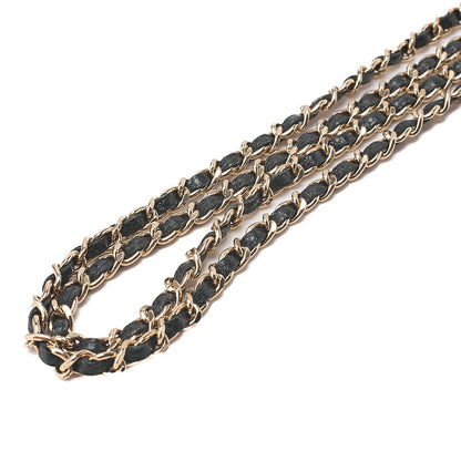 CHANEL iPhone 15 Pro Case Matelasse Caviar Skin Coco Mark Coco Ball Chain Strap Black Gold-Tone Hardware, Pre-Owned
