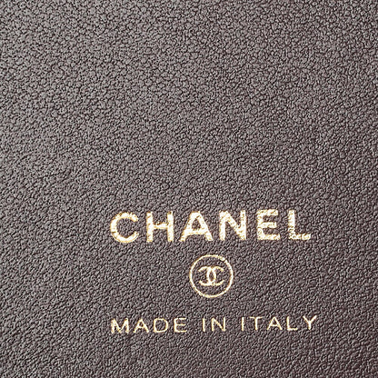 CHANEL iPhone 15 Pro Case Matelasse Caviar Skin Coco Mark Coco Ball Chain Strap Black Gold-Tone Hardware, Pre-Owned