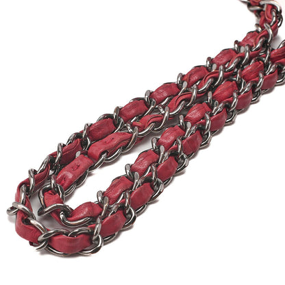 CHANEL Caviar Skin Matelasse Single Flap Chain Shoulder Red Silve-Tone Hardware, Pre-Owned