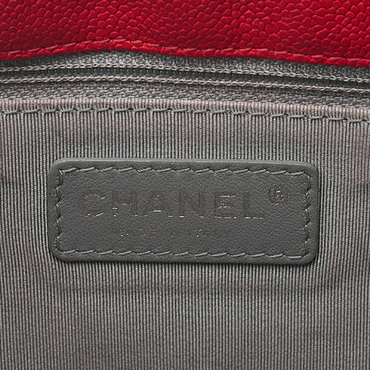 CHANEL Caviar Skin Matelasse Single Flap Chain Shoulder Red Silve-Tone Hardware, Pre-Owned