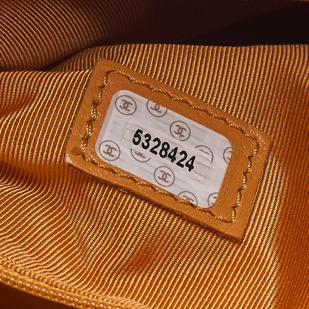 CHANEL Caviar Skin Deka Coco Mark Double Chain Tote Bag Orange Gold-Tone Hardware, Pre-Owned