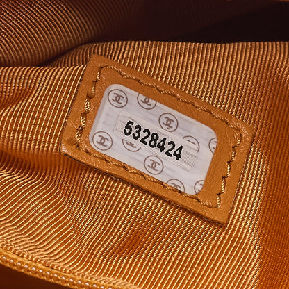 CHANEL Caviar Skin Deka Coco Mark Double Chain Tote Bag Orange Gold-Tone Hardware, Pre-Owned