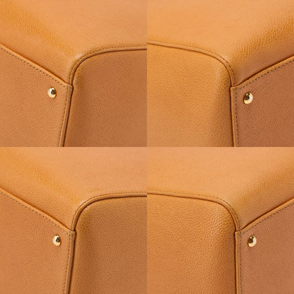 CHANEL Caviar Skin Deka Coco Mark Double Chain Tote Bag Orange Gold-Tone Hardware, Pre-Owned