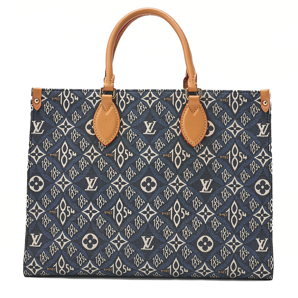 LOUIS VUITTON Louis Vuitton Canvas On The Go Tote Bag MM SINCE 1854 M57396 Navy Gold -Tone Hardware, Pre-Owned