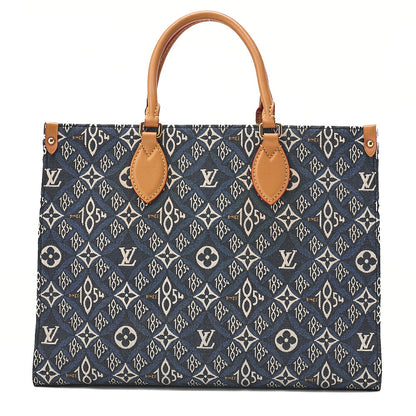 LOUIS VUITTON Louis Vuitton Canvas On The Go Tote Bag MM SINCE 1854 M57396 Navy Gold -Tone Hardware, Pre-Owned