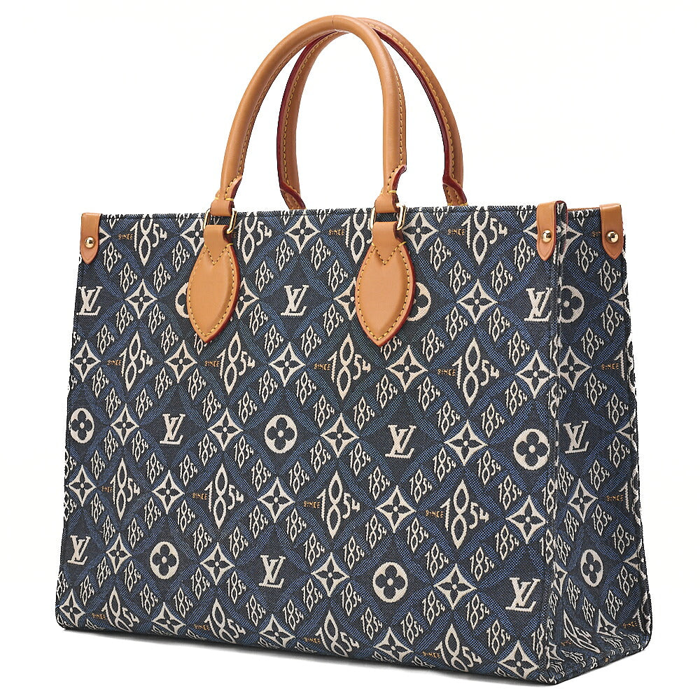 LOUIS VUITTON Louis Vuitton Canvas On The Go Tote Bag MM SINCE 1854 M57396 Navy Gold -Tone Hardware, Pre-Owned