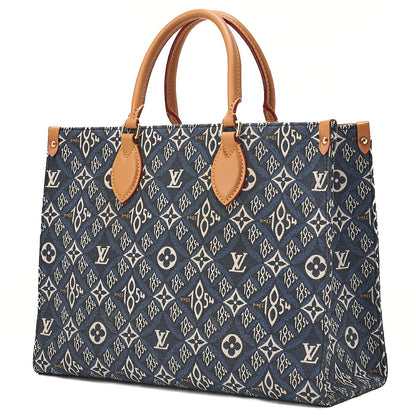 LOUIS VUITTON Louis Vuitton Canvas On The Go Tote Bag MM SINCE 1854 M57396 Navy Gold -Tone Hardware, Pre-Owned