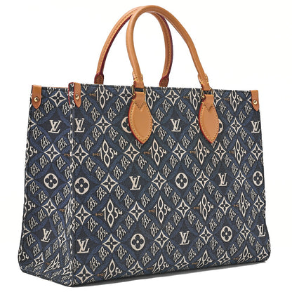 LOUIS VUITTON Louis Vuitton Canvas On The Go Tote Bag MM SINCE 1854 M57396 Navy Gold -Tone Hardware, Pre-Owned