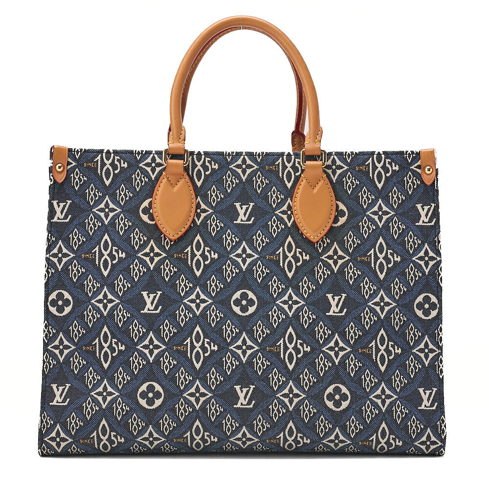 LOUIS VUITTON Louis Vuitton Canvas On The Go Tote Bag MM SINCE 1854 M57396 Navy Gold -Tone Hardware, Pre-Owned