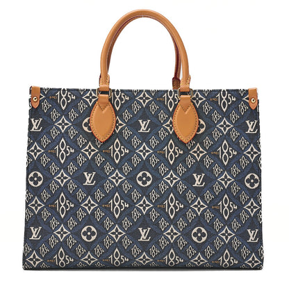 LOUIS VUITTON Louis Vuitton Canvas On The Go Tote Bag MM SINCE 1854 M57396 Navy Gold -Tone Hardware, Pre-Owned