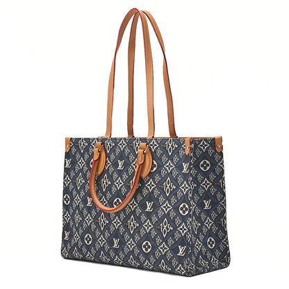 LOUIS VUITTON Louis Vuitton Canvas On The Go Tote Bag MM SINCE 1854 M57396 Navy Gold -Tone Hardware, Pre-Owned