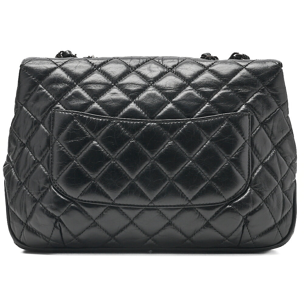 CHANEL Vintage Calf Matelasse Single Flap Chain Shoulder Black Silver-Tone Hardware, Pre-Owned