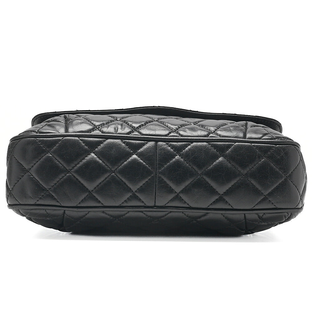 CHANEL Vintage Calf Matelasse Single Flap Chain Shoulder Black Silver-Tone Hardware, Pre-Owned