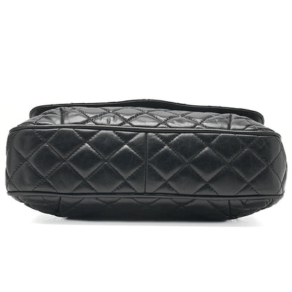 CHANEL Vintage Calf Matelasse Single Flap Chain Shoulder Black Silver-Tone Hardware, Pre-Owned