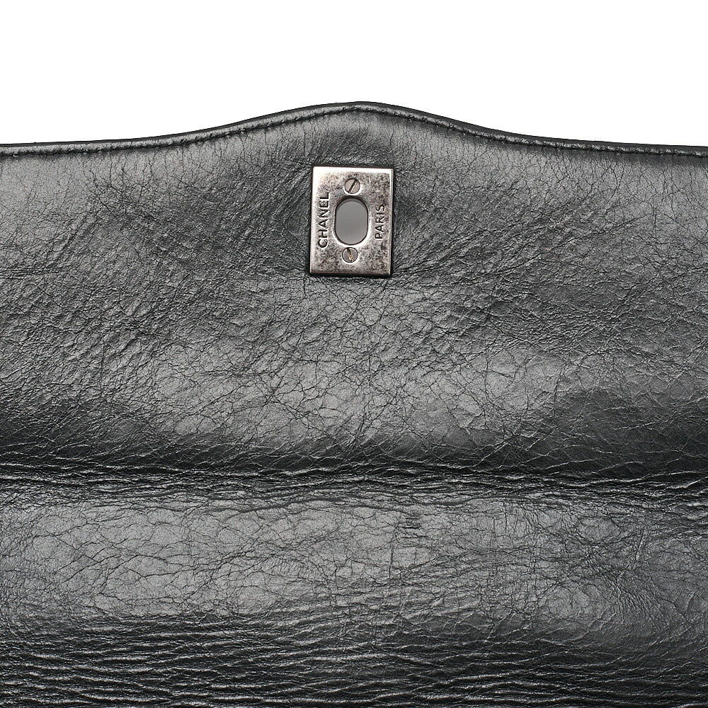 CHANEL Vintage Calf Matelasse Single Flap Chain Shoulder Black Silver-Tone Hardware, Pre-Owned