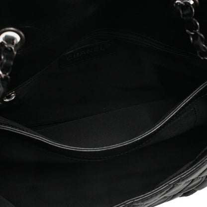 CHANEL Vintage Calf Matelasse Single Flap Chain Shoulder Black Silver-Tone Hardware, Pre-Owned