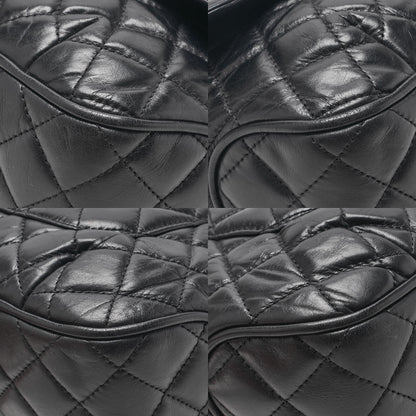 CHANEL Vintage Calf Matelasse Single Flap Chain Shoulder Black Silver-Tone Hardware, Pre-Owned