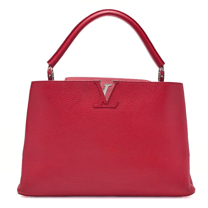 LOUIS VUITTON Parnassea Capucine MM Handbag M94412 Red Silver-Tone Hardware, Pre-Owned
