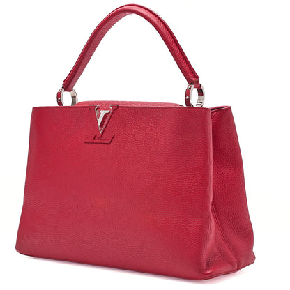 LOUIS VUITTON Parnassea Capucine MM Handbag M94412 Red Silver-Tone Hardware, Pre-Owned