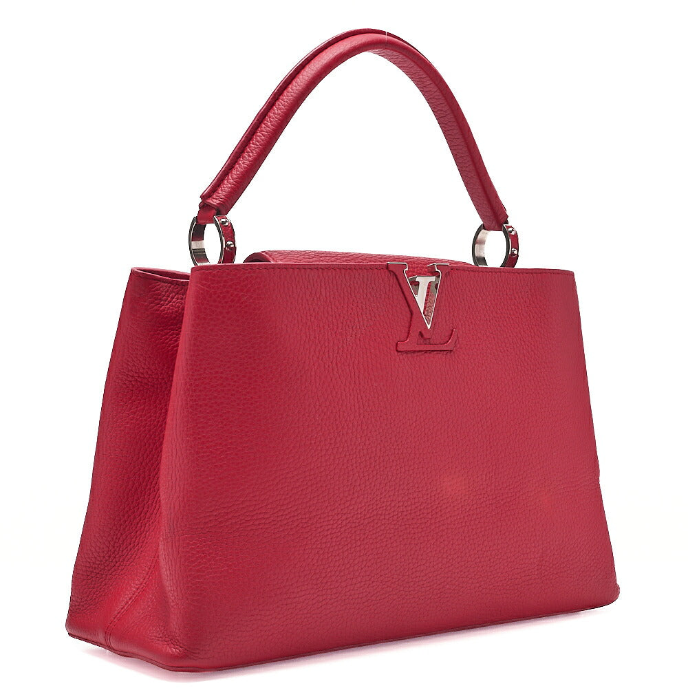 LOUIS VUITTON Parnassea Capucine MM Handbag M94412 Red Silver-Tone Hardware, Pre-Owned