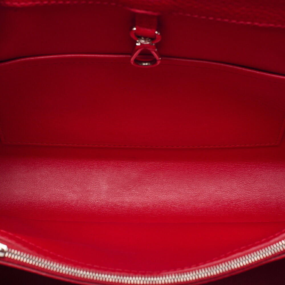 LOUIS VUITTON Parnassea Capucine MM Handbag M94412 Red Silver-Tone Hardware, Pre-Owned