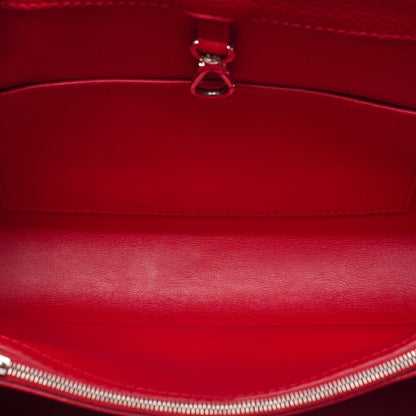 LOUIS VUITTON Parnassea Capucine MM Handbag M94412 Red Silver-Tone Hardware, Pre-Owned