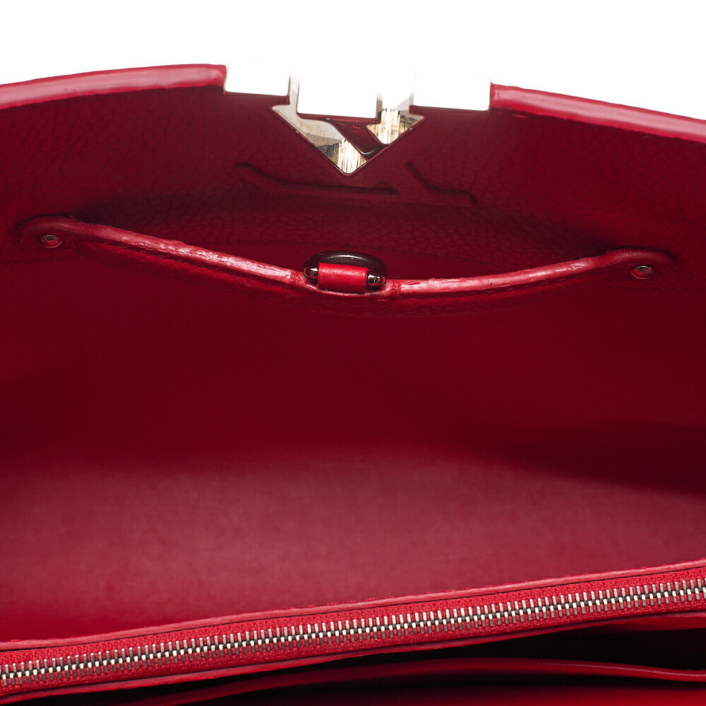 LOUIS VUITTON Parnassea Capucine MM Handbag M94412 Red Silver-Tone Hardware, Pre-Owned