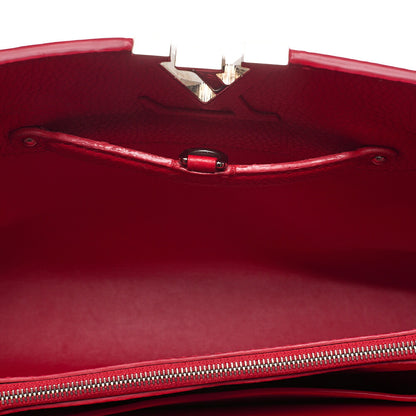 LOUIS VUITTON Parnassea Capucine MM Handbag M94412 Red Silver-Tone Hardware, Pre-Owned