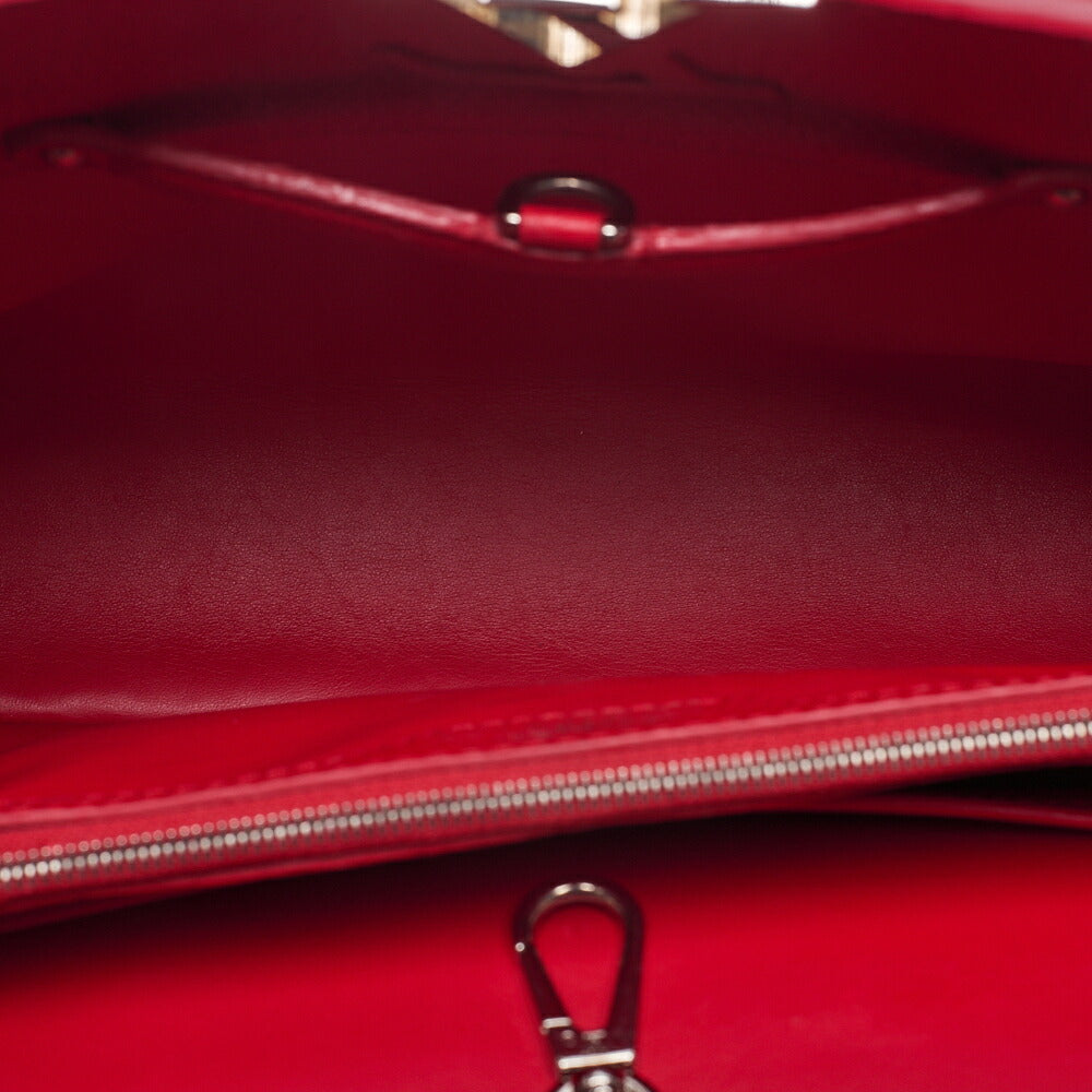 LOUIS VUITTON Parnassea Capucine MM Handbag M94412 Red Silver-Tone Hardware, Pre-Owned