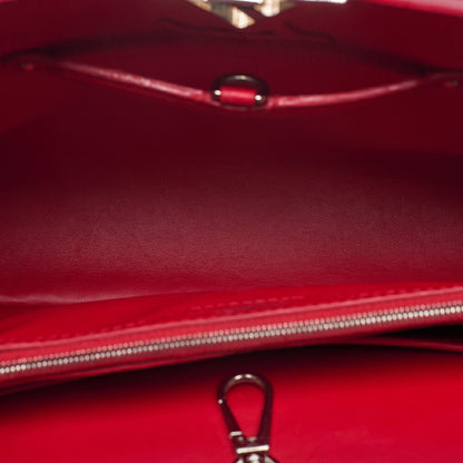 LOUIS VUITTON Parnassea Capucine MM Handbag M94412 Red Silver-Tone Hardware, Pre-Owned