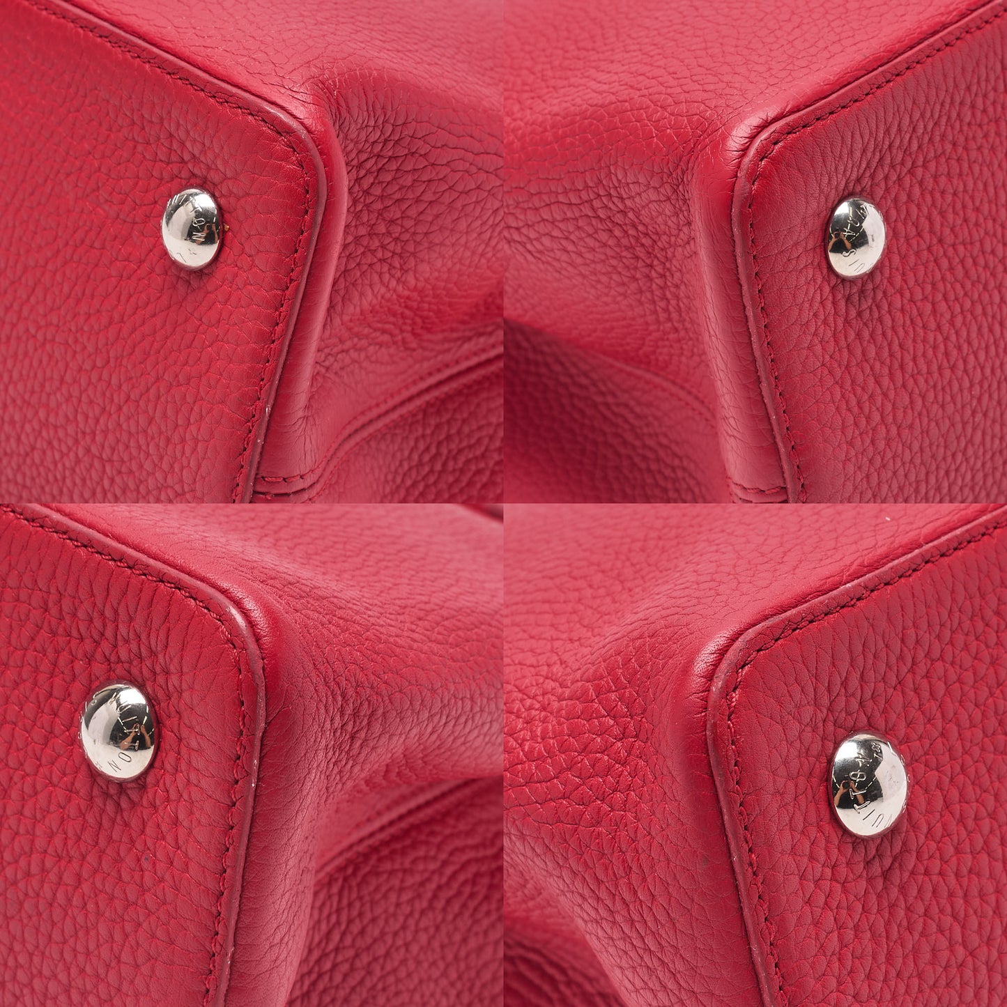 LOUIS VUITTON Parnassea Capucine MM Handbag M94412 Red Silver-Tone Hardware, Pre-Owned