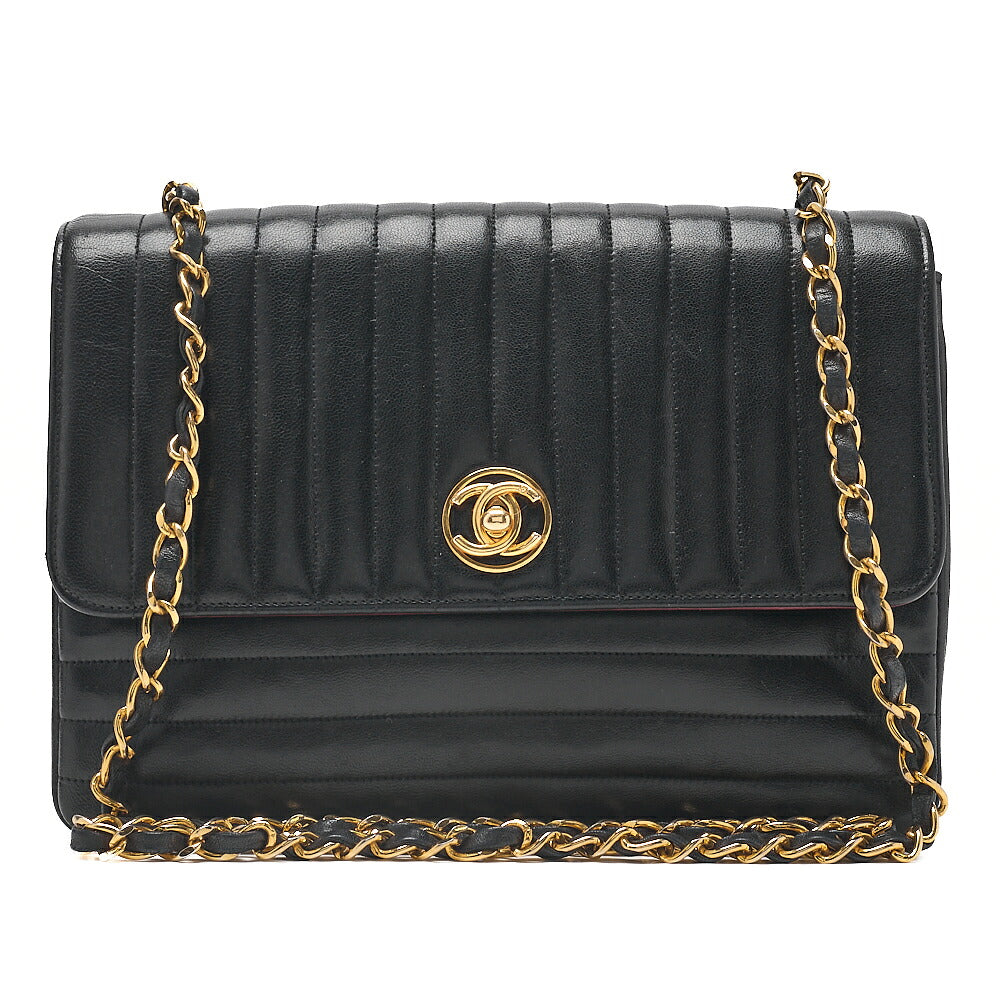 CHANEL Lambskin Mademoiselle Circle Coco Chain Shoulder Bag Black Gold-Tone Hardware, Pre-Owned