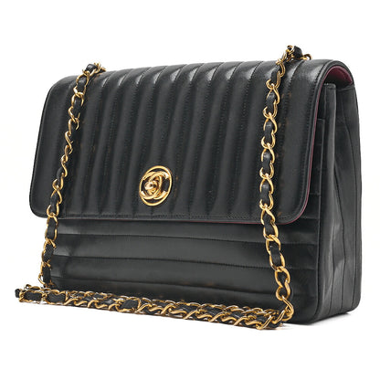 CHANEL Lambskin Mademoiselle Circle Coco Chain Shoulder Bag Black Gold-Tone Hardware, Pre-Owned