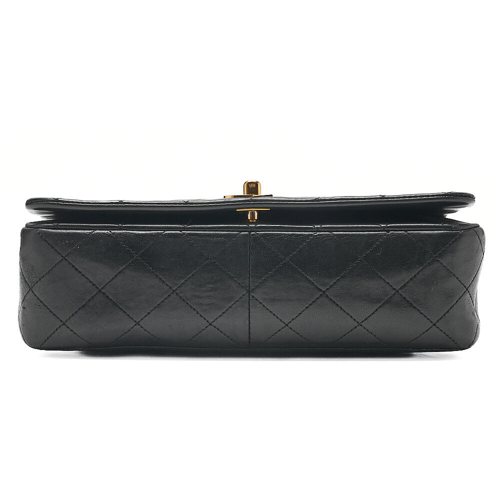 CHANEL Lambskin Matelasse Full Flap Chain Shoulder Black Gold-Tone Hardware, Pre-Owned