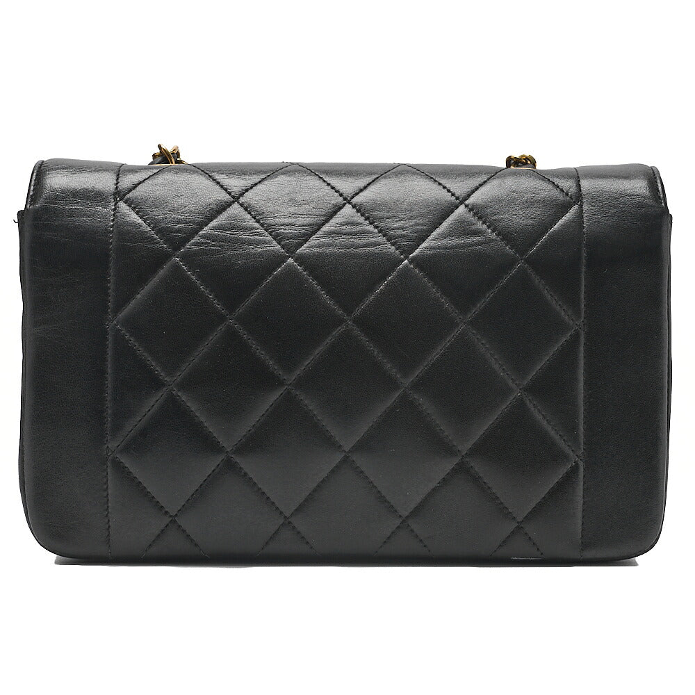 CHANEL Lambskin Matelasse Diana Flap 22CM Chain Shoulder Black Gold -Tone Hardware, Pre-Owned