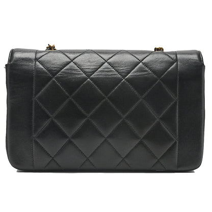 CHANEL Lambskin Matelasse Diana Flap 22CM Chain Shoulder Black Gold -Tone Hardware, Pre-Owned