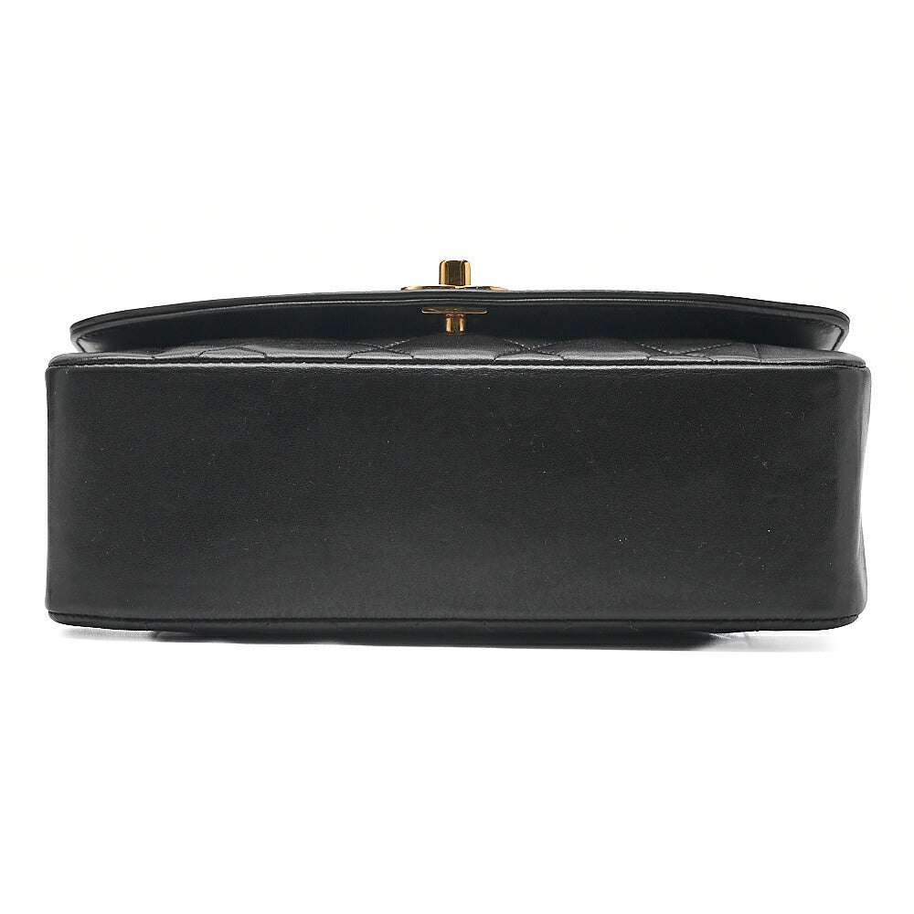 CHANEL Lambskin Matelasse Diana Flap 22CM Chain Shoulder Black Gold -Tone Hardware, Pre-Owned