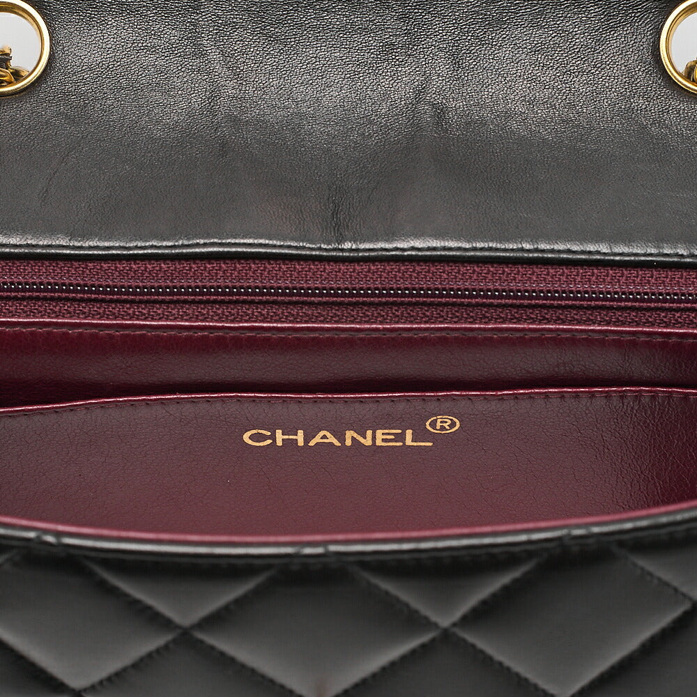 CHANEL Lambskin Matelasse Diana Flap 22CM Chain Shoulder Black Gold -Tone Hardware, Pre-Owned