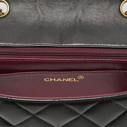 CHANEL Lambskin Matelasse Diana Flap 22CM Chain Shoulder Black Gold -Tone Hardware, Pre-Owned