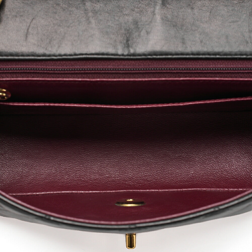 CHANEL Lambskin Matelasse Diana Flap 22CM Chain Shoulder Black Gold -Tone Hardware, Pre-Owned