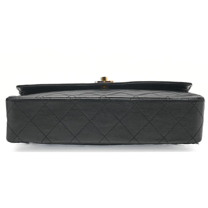 CHANEL Lambskin Matelasse Paris Limited Double Flap Chain Shoulder Bag Black Gold x Silver-Tone Hardware, Pre-Owned