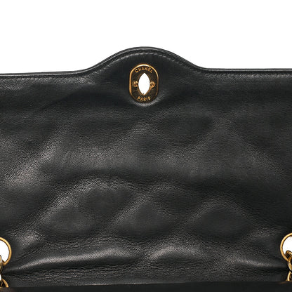 CHANEL Lambskin Matelasse Paris Limited Double Flap Chain Shoulder Bag Black Gold x Silver-Tone Hardware, Pre-Owned