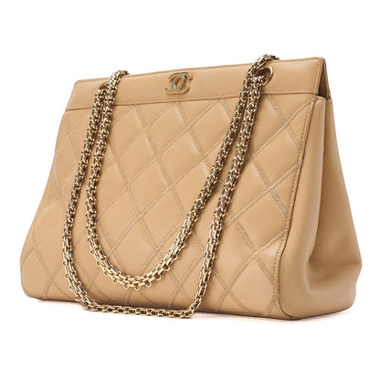 CHANEL Calfskin Matelasse Wild Stitch Coco Mark 2.55 Chain Shoulder Tote Bag Beige Gold-Tone Hardware, Pre-Owned