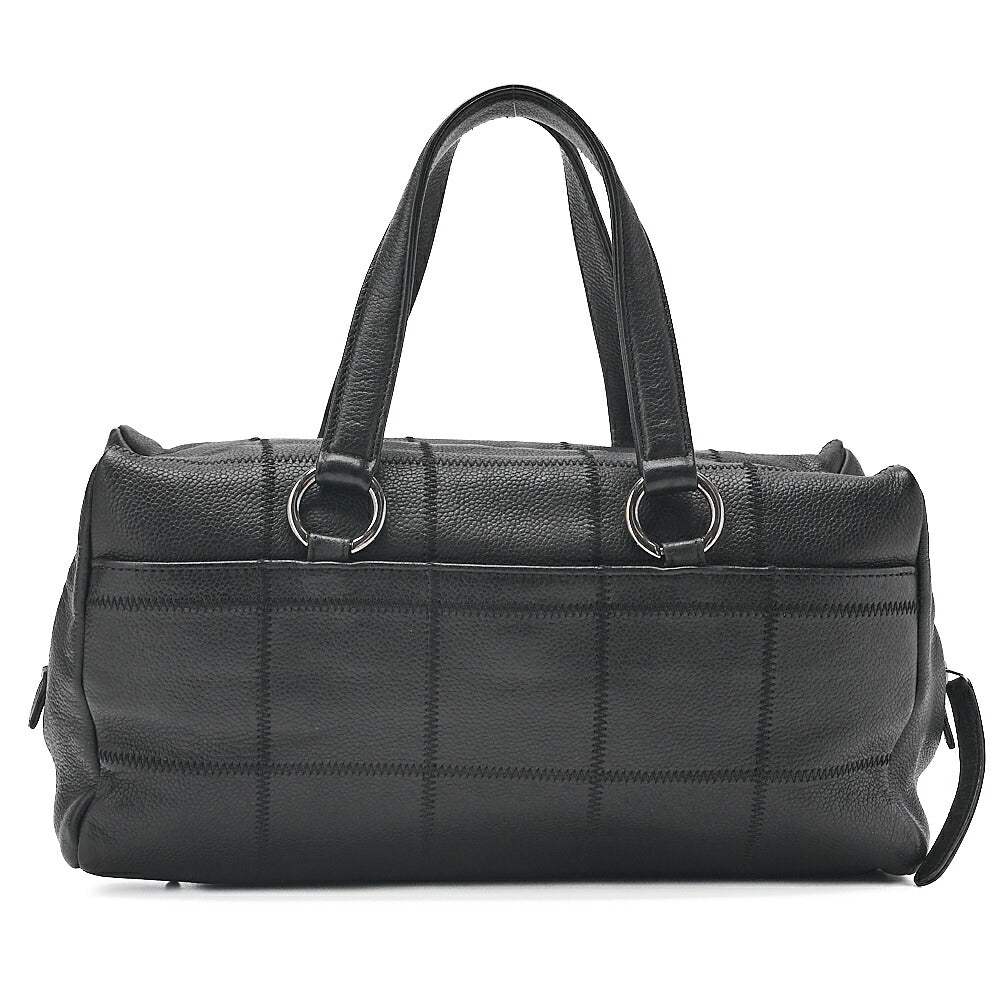 CHANEL Caviar Skin Chocolate Bar Logo Handbag Black Silver-Tone Hardware, Pre-Owned