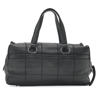 CHANEL Caviar Skin Chocolate Bar Logo Handbag Black Silver-Tone Hardware, Pre-Owned