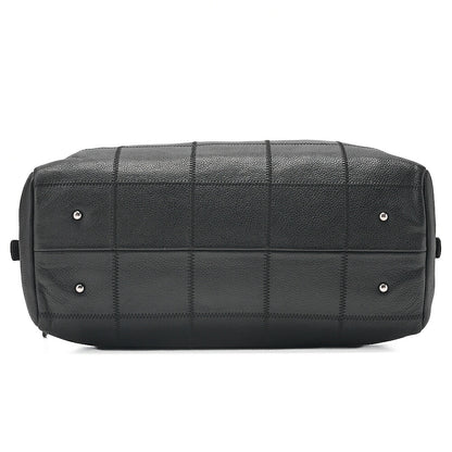 CHANEL Caviar Skin Chocolate Bar Logo Handbag Black Silver-Tone Hardware, Pre-Owned