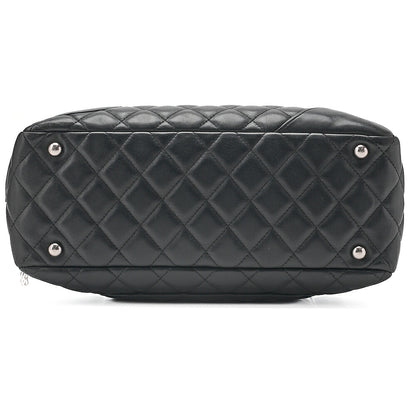 CHANEL Kanbon Line Matelasse Handbag Calf Leather x Enamel Black Silver-Tone Hardware, Pre-Owned