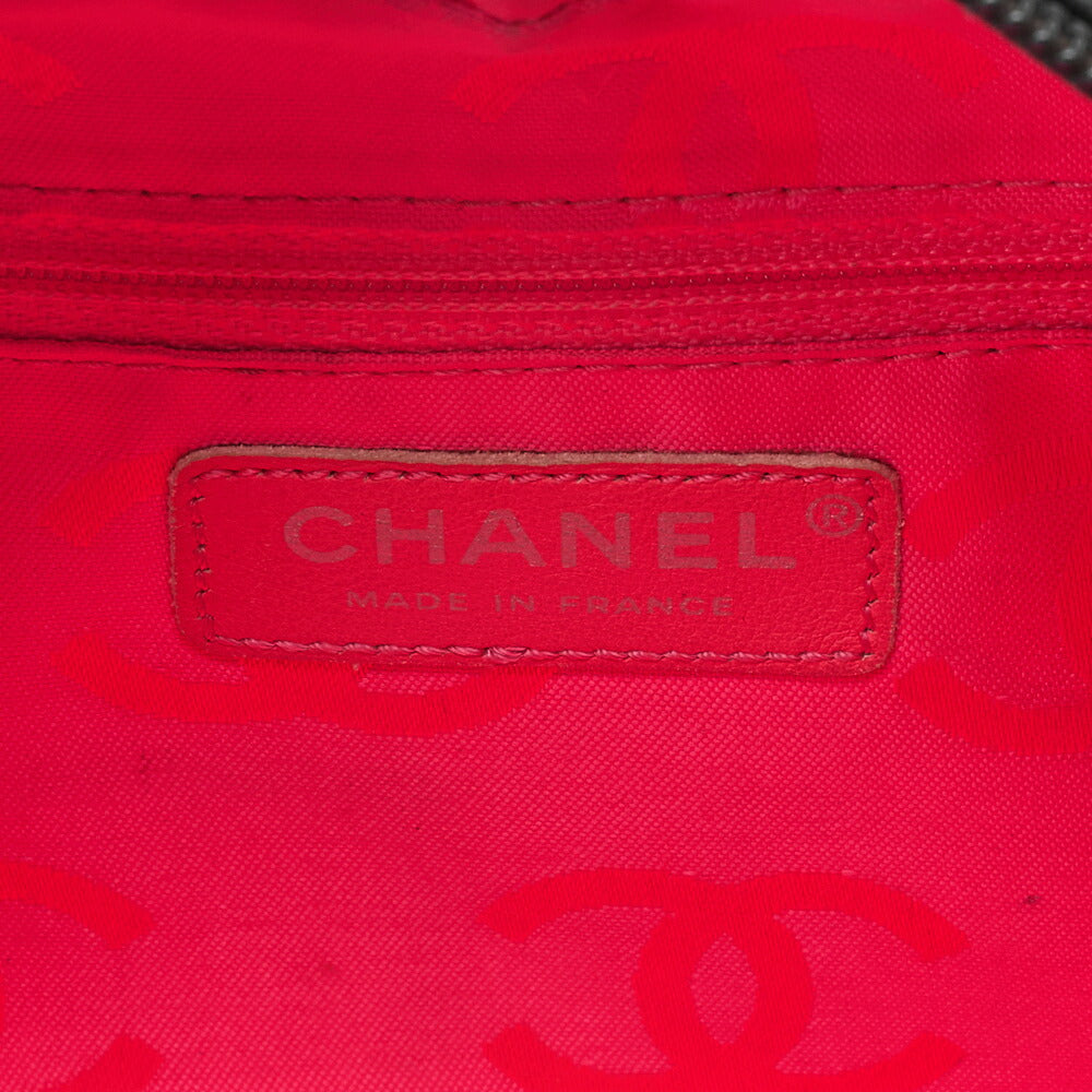 CHANEL Kanbon Line Matelasse Handbag Calf Leather x Enamel Black Silver-Tone Hardware, Pre-Owned