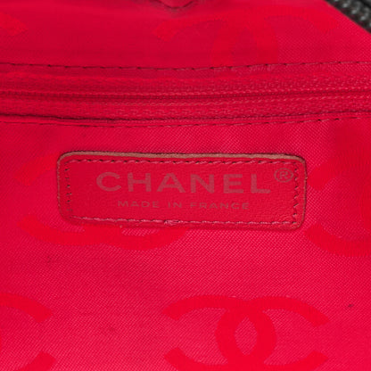 CHANEL Kanbon Line Matelasse Handbag Calf Leather x Enamel Black Silver-Tone Hardware, Pre-Owned