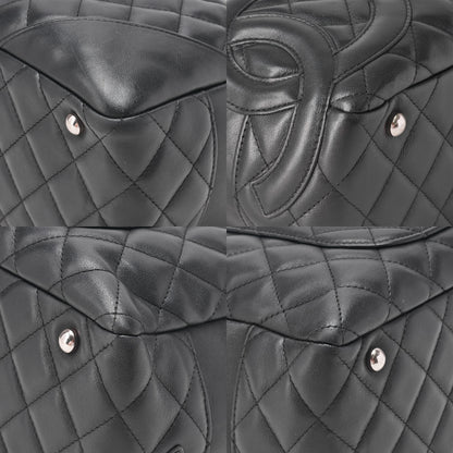 CHANEL Kanbon Line Matelasse Handbag Calf Leather x Enamel Black Silver-Tone Hardware, Pre-Owned